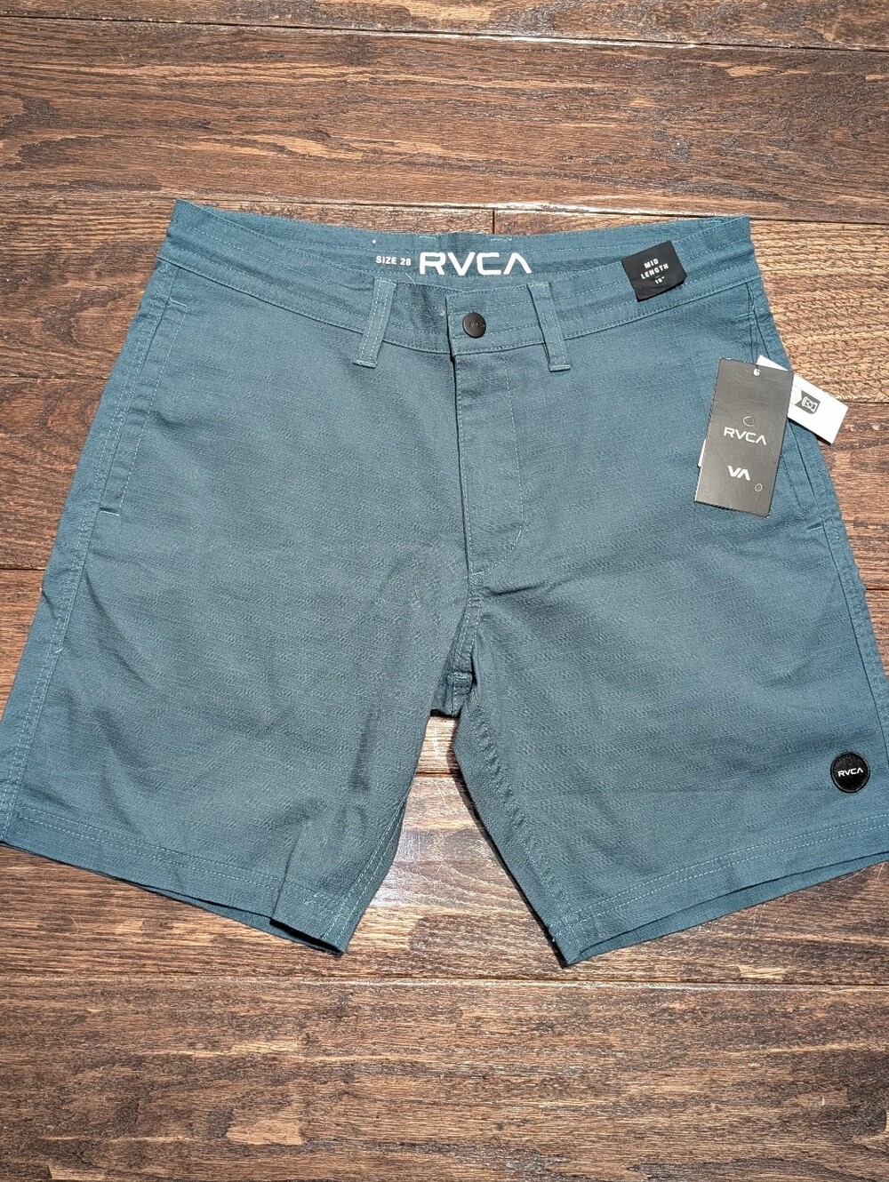 NWT RVCA Cliffs 2 Hybrid Shorts Mid Length Dark Teal Blue